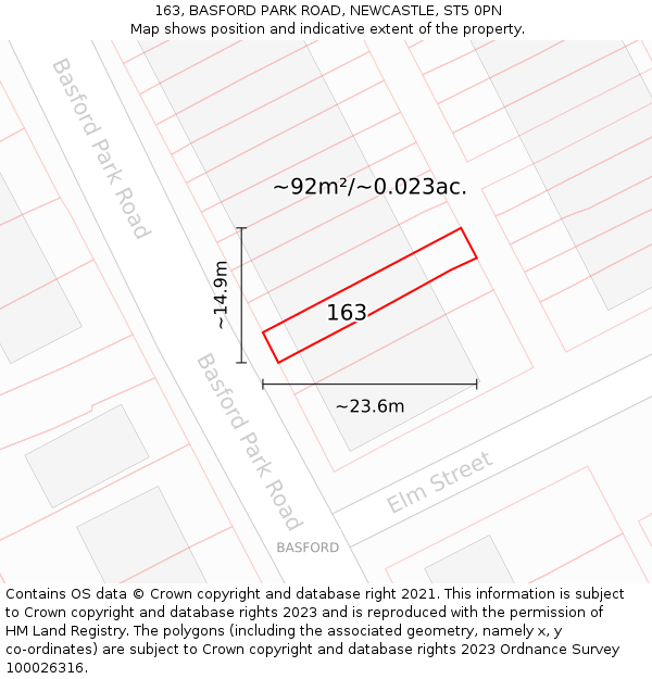 163, BASFORD PARK ROAD, NEWCASTLE, ST5 0PN: Plot and title map