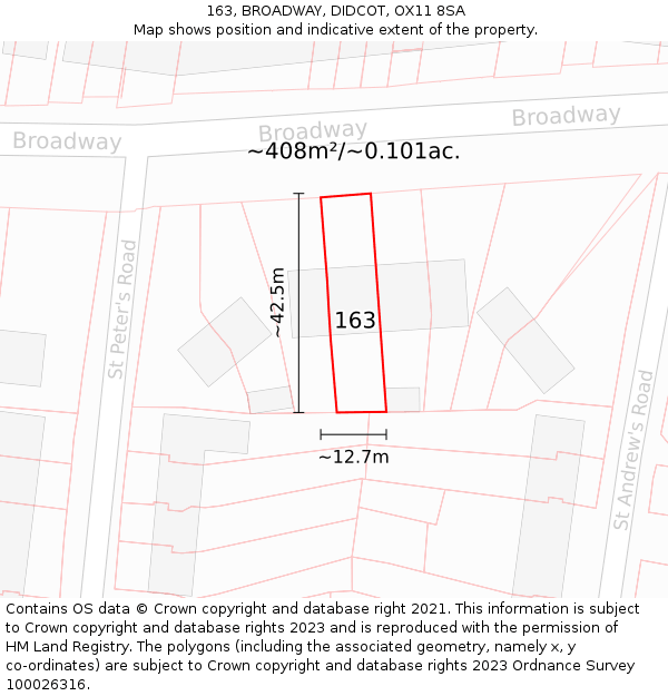 163, BROADWAY, DIDCOT, OX11 8SA: Plot and title map