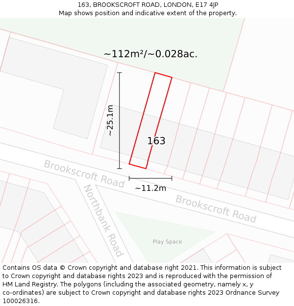 163, BROOKSCROFT ROAD, LONDON, E17 4JP: Plot and title map