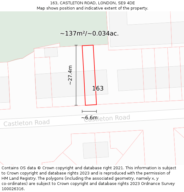 163, CASTLETON ROAD, LONDON, SE9 4DE: Plot and title map