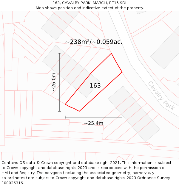 163, CAVALRY PARK, MARCH, PE15 9DL: Plot and title map