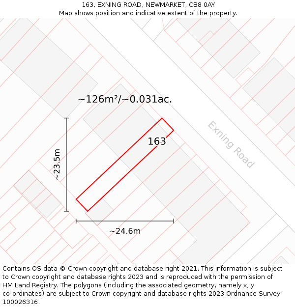 163, EXNING ROAD, NEWMARKET, CB8 0AY: Plot and title map