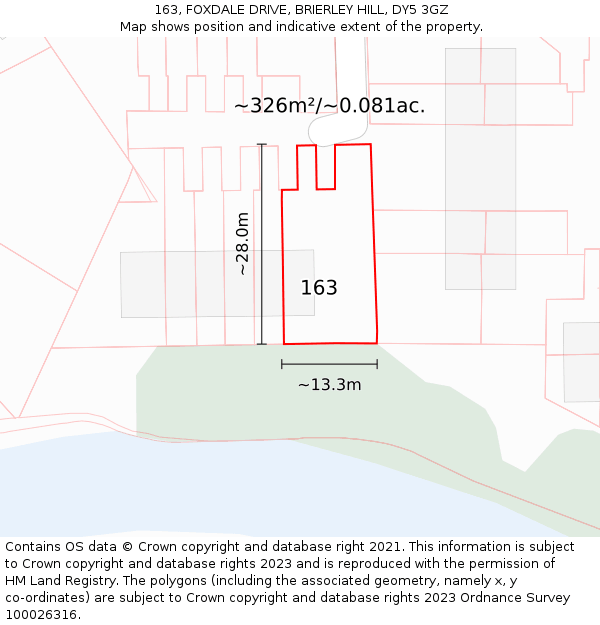 163, FOXDALE DRIVE, BRIERLEY HILL, DY5 3GZ: Plot and title map