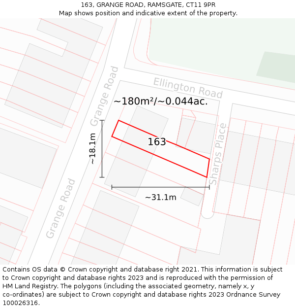163, GRANGE ROAD, RAMSGATE, CT11 9PR: Plot and title map