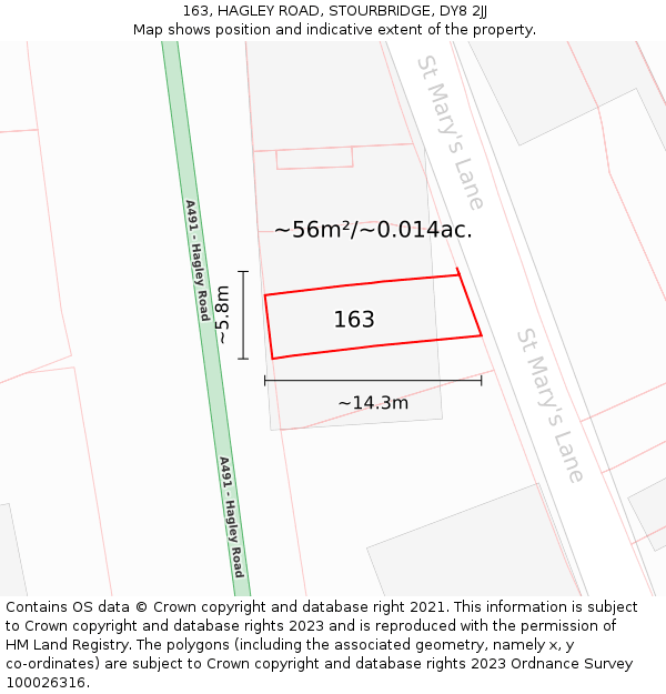 163, HAGLEY ROAD, STOURBRIDGE, DY8 2JJ: Plot and title map