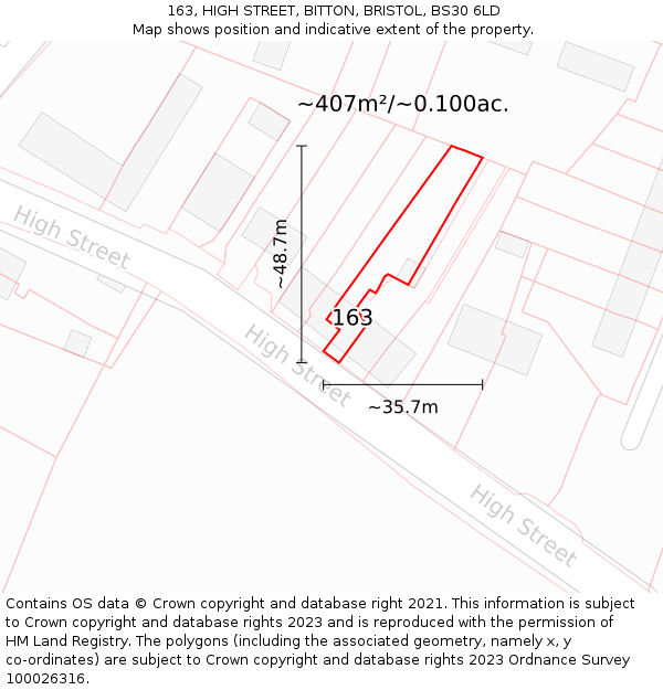 163, HIGH STREET, BITTON, BRISTOL, BS30 6LD: Plot and title map