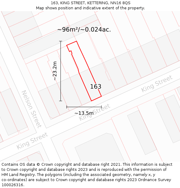 163, KING STREET, KETTERING, NN16 8QS: Plot and title map