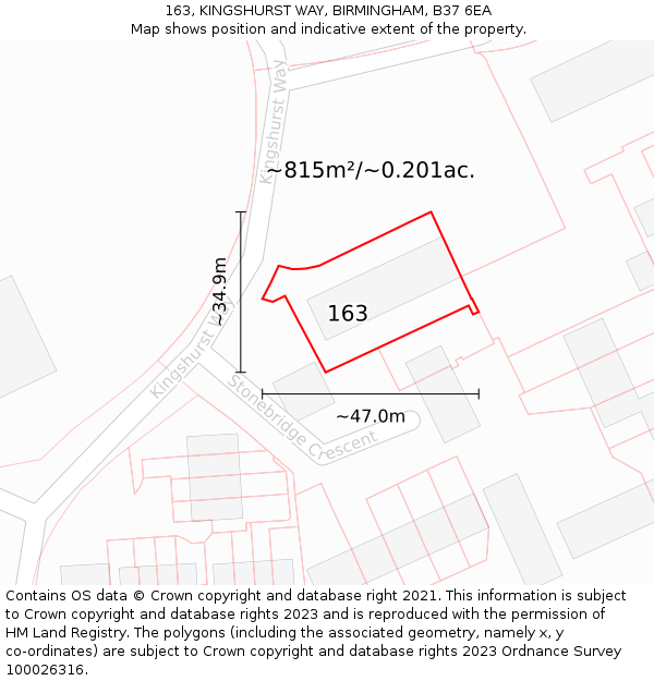 163, KINGSHURST WAY, BIRMINGHAM, B37 6EA: Plot and title map