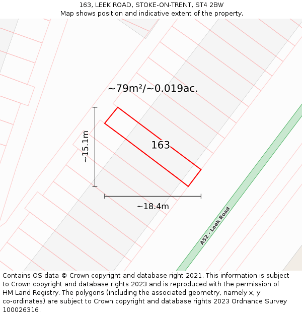 163, LEEK ROAD, STOKE-ON-TRENT, ST4 2BW: Plot and title map