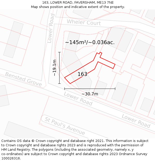 163, LOWER ROAD, FAVERSHAM, ME13 7NE: Plot and title map