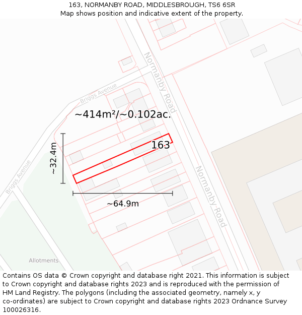 163, NORMANBY ROAD, MIDDLESBROUGH, TS6 6SR: Plot and title map