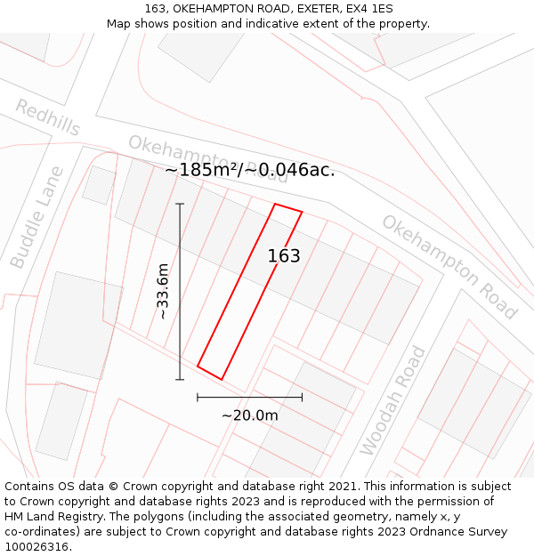 163, OKEHAMPTON ROAD, EXETER, EX4 1ES: Plot and title map
