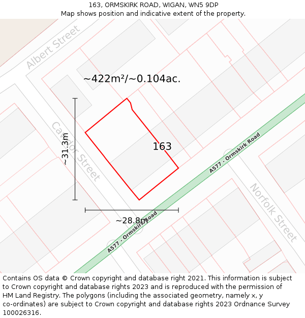 163, ORMSKIRK ROAD, WIGAN, WN5 9DP: Plot and title map
