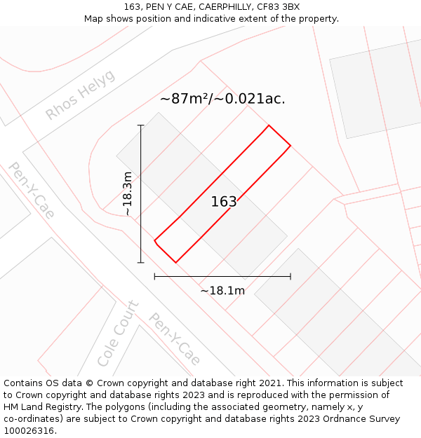 163, PEN Y CAE, CAERPHILLY, CF83 3BX: Plot and title map