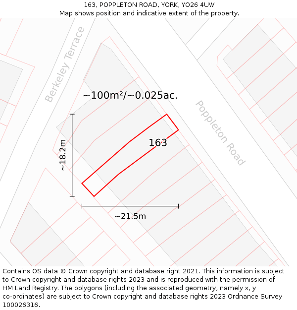 163, POPPLETON ROAD, YORK, YO26 4UW: Plot and title map