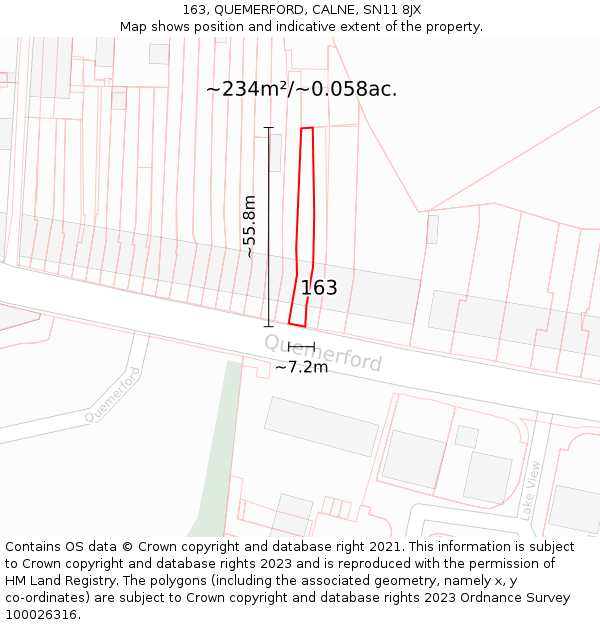 163, QUEMERFORD, CALNE, SN11 8JX: Plot and title map