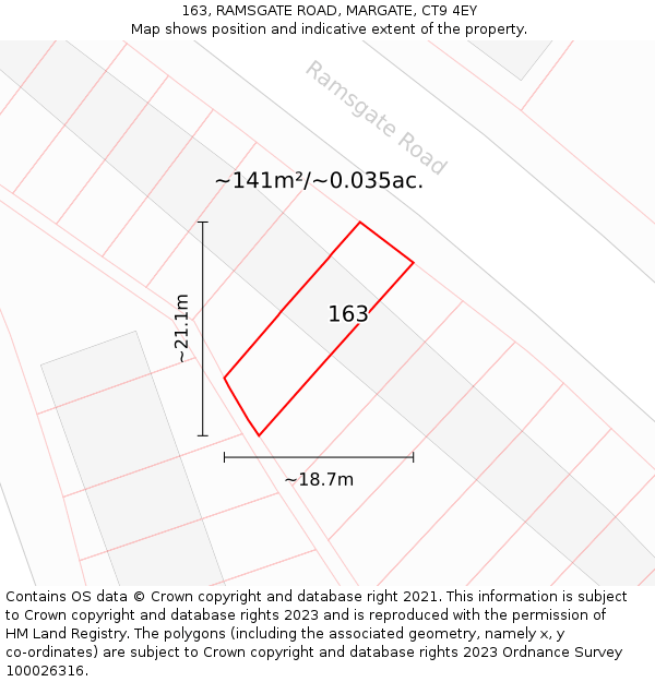 163, RAMSGATE ROAD, MARGATE, CT9 4EY: Plot and title map