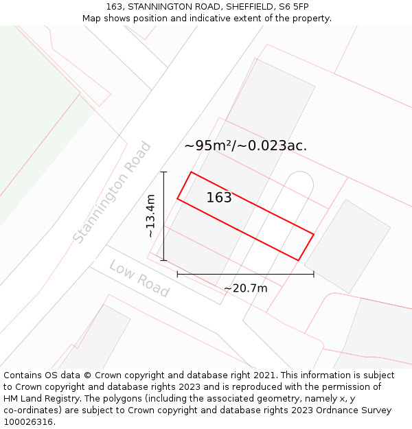 163, STANNINGTON ROAD, SHEFFIELD, S6 5FP: Plot and title map