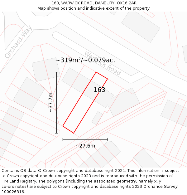 163, WARWICK ROAD, BANBURY, OX16 2AR: Plot and title map