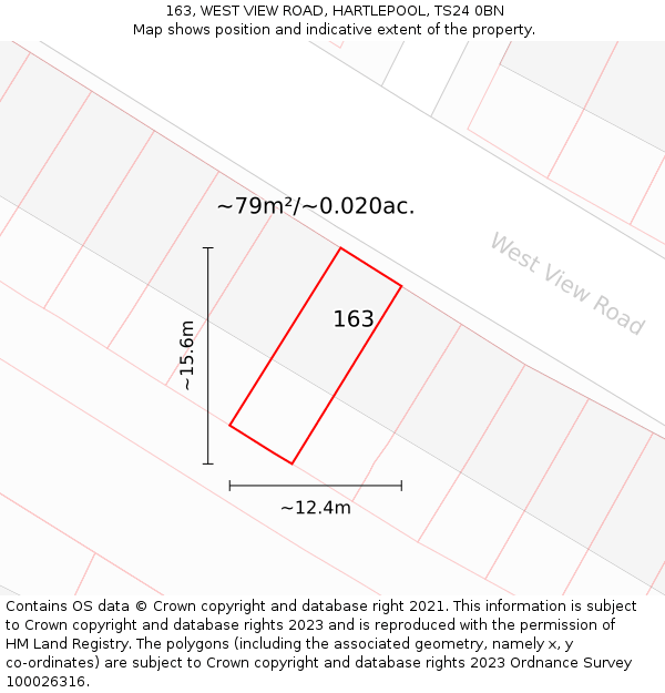 163, WEST VIEW ROAD, HARTLEPOOL, TS24 0BN: Plot and title map
