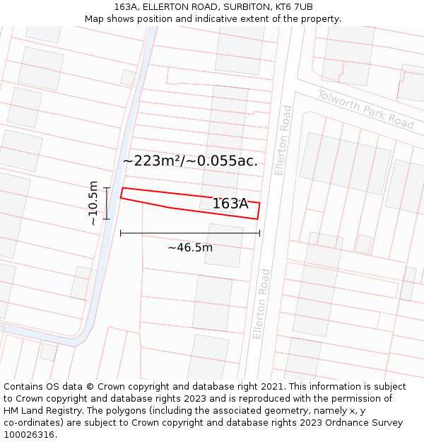 163A, ELLERTON ROAD, SURBITON, KT6 7UB: Plot and title map