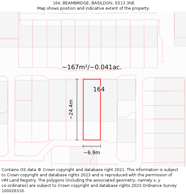 164, BEAMBRIDGE, BASILDON, SS13 3NE: Plot and title map