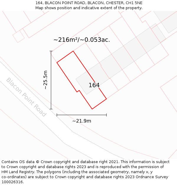 164, BLACON POINT ROAD, BLACON, CHESTER, CH1 5NE: Plot and title map