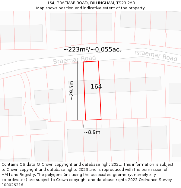 164, BRAEMAR ROAD, BILLINGHAM, TS23 2AR: Plot and title map