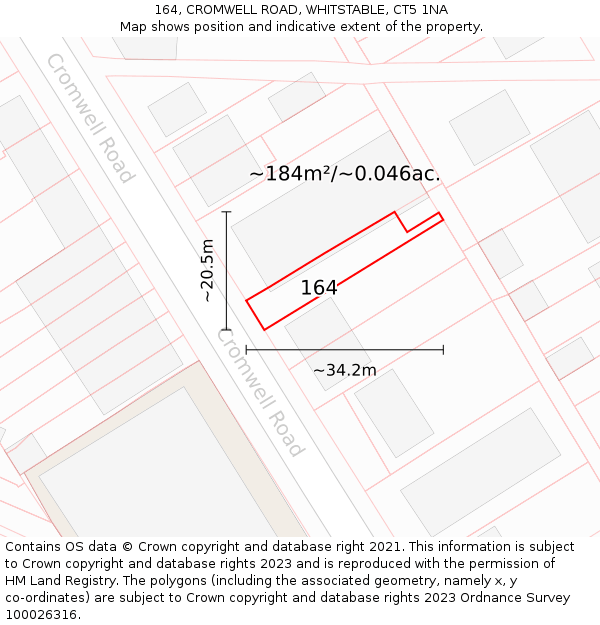 164, CROMWELL ROAD, WHITSTABLE, CT5 1NA: Plot and title map
