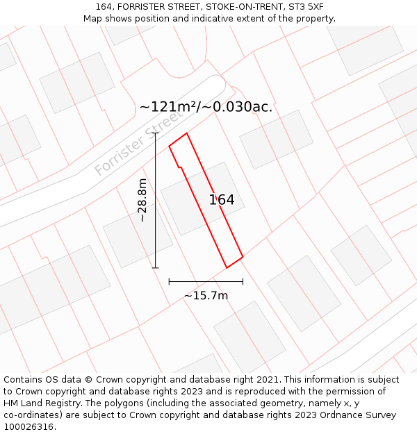 164, FORRISTER STREET, STOKE-ON-TRENT, ST3 5XF: Plot and title map