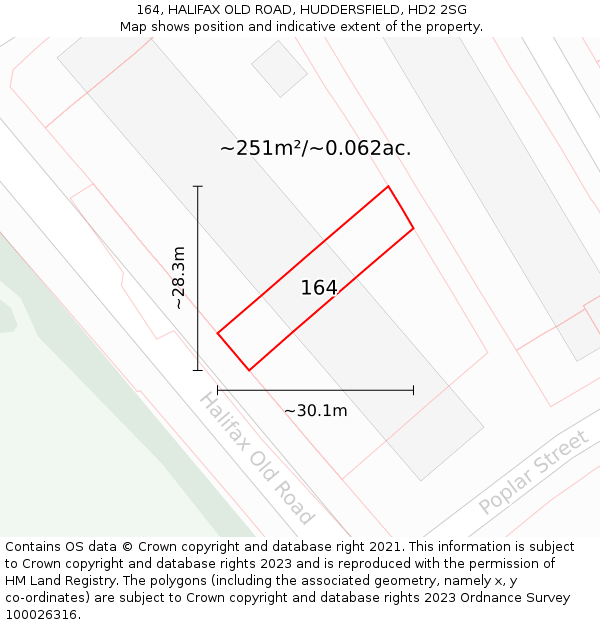 164, HALIFAX OLD ROAD, HUDDERSFIELD, HD2 2SG: Plot and title map