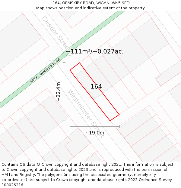 164, ORMSKIRK ROAD, WIGAN, WN5 9ED: Plot and title map