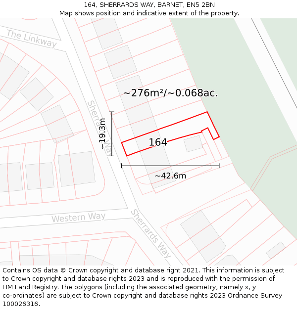 164, SHERRARDS WAY, BARNET, EN5 2BN: Plot and title map
