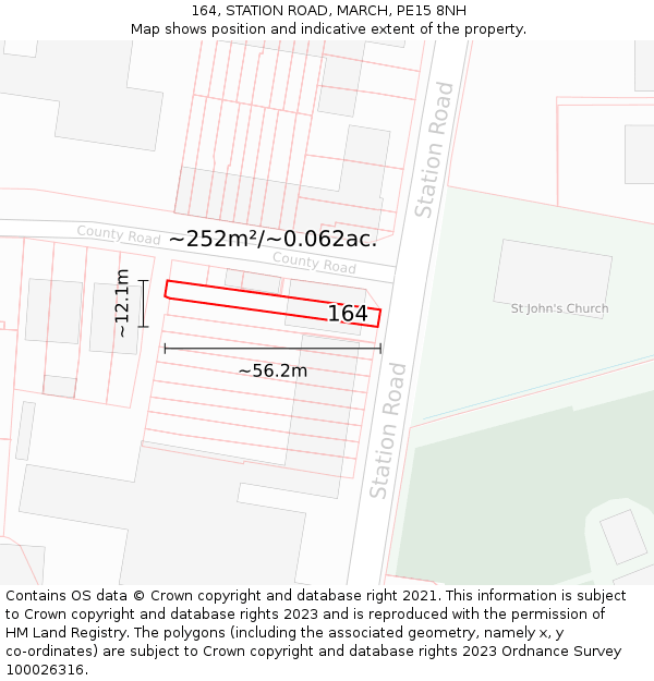 164, STATION ROAD, MARCH, PE15 8NH: Plot and title map