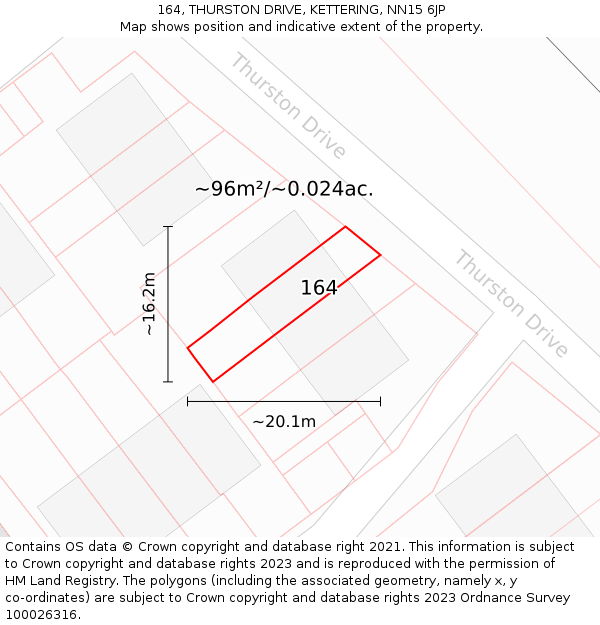 164, THURSTON DRIVE, KETTERING, NN15 6JP: Plot and title map