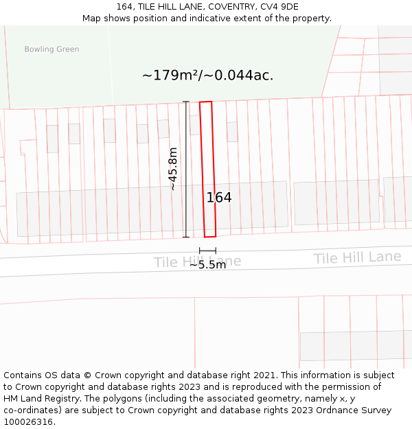 164, TILE HILL LANE, COVENTRY, CV4 9DE: Plot and title map