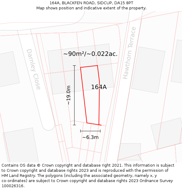 164A, BLACKFEN ROAD, SIDCUP, DA15 8PT: Plot and title map