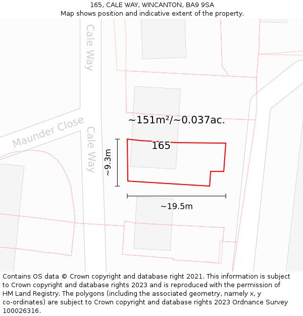 165, CALE WAY, WINCANTON, BA9 9SA: Plot and title map