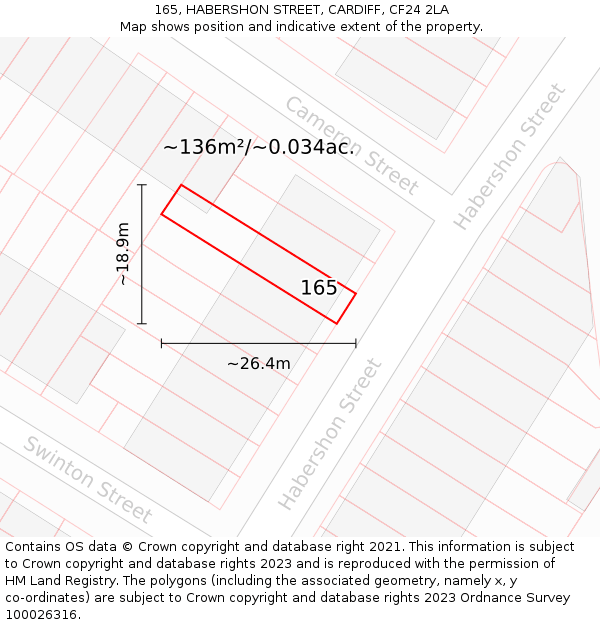 165, HABERSHON STREET, CARDIFF, CF24 2LA: Plot and title map
