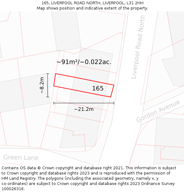 165, LIVERPOOL ROAD NORTH, LIVERPOOL, L31 2HH: Plot and title map