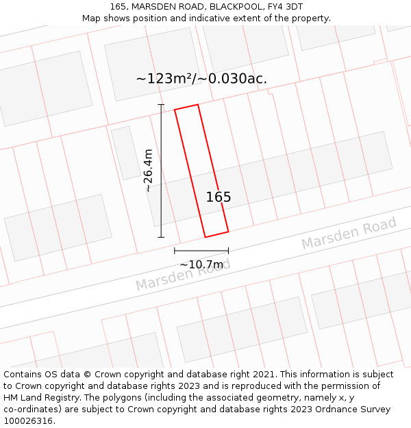 165, MARSDEN ROAD, BLACKPOOL, FY4 3DT: Plot and title map