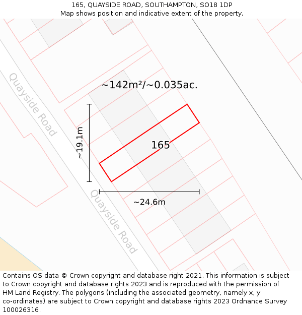 165, QUAYSIDE ROAD, SOUTHAMPTON, SO18 1DP: Plot and title map