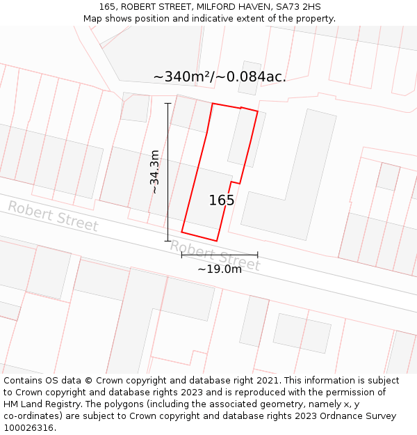 165, ROBERT STREET, MILFORD HAVEN, SA73 2HS: Plot and title map