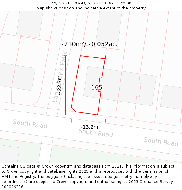 165, SOUTH ROAD, STOURBRIDGE, DY8 3RH: Plot and title map
