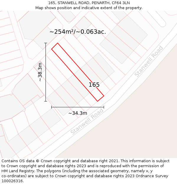 165, STANWELL ROAD, PENARTH, CF64 3LN: Plot and title map