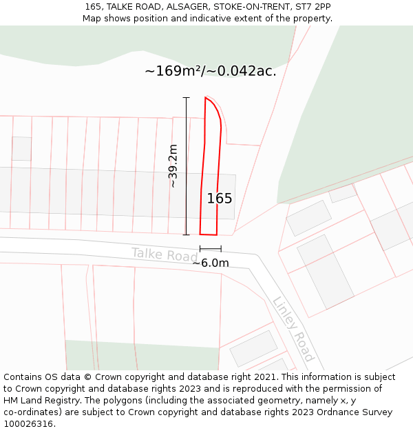 165, TALKE ROAD, ALSAGER, STOKE-ON-TRENT, ST7 2PP: Plot and title map