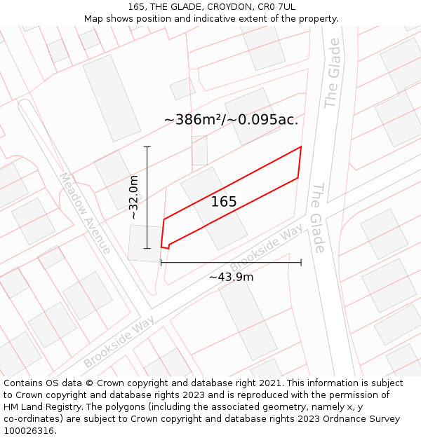 165, THE GLADE, CROYDON, CR0 7UL: Plot and title map