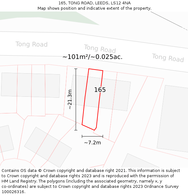 165, TONG ROAD, LEEDS, LS12 4NA: Plot and title map