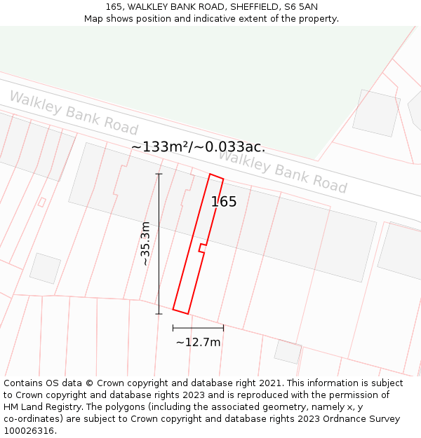 165, WALKLEY BANK ROAD, SHEFFIELD, S6 5AN: Plot and title map