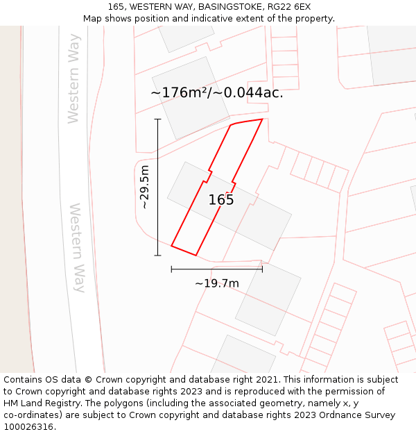 165, WESTERN WAY, BASINGSTOKE, RG22 6EX: Plot and title map